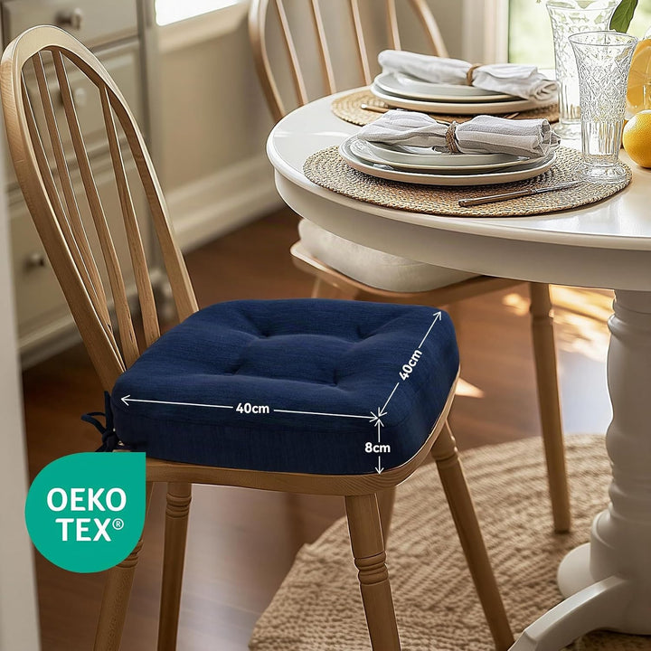 Codi Sitzkissen 40x40×8 cm 2er Set, Extra Dicke, Bequeme Stuhlkissen mit wasserabweisendem Bezug – W