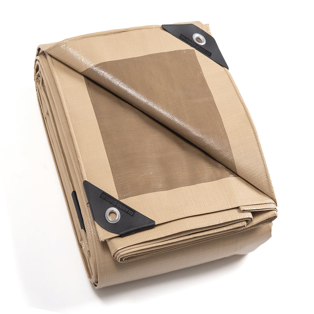 GUARD SHIELD Abdeckplane mit Ösen Wasserdicht 3m x 3m Beige/Khaki Plane Gewebeplane 160g/㎡ Schutzpla