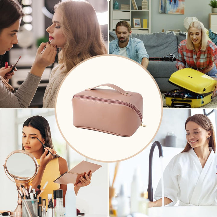 CORIOS Grosse Kapazität Kosmetiktasche Wasserdicht Kulturtasche Leder Schminktasche Multifunktions K