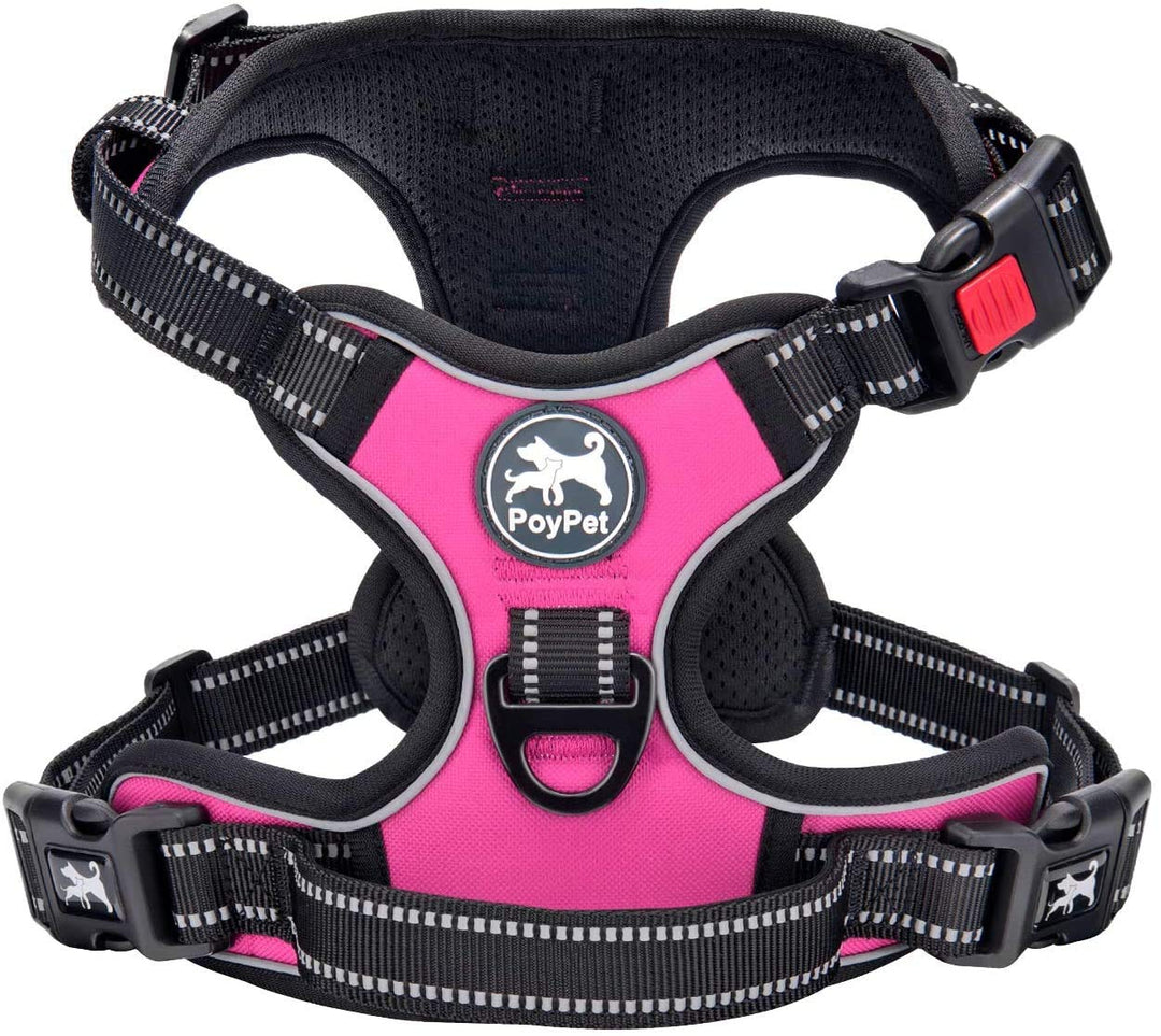 PoyPet Keine Pull Hundegeschirr Front Reflektierende Pet Weste für Hunde mit Einfache Kontrolle Grif
