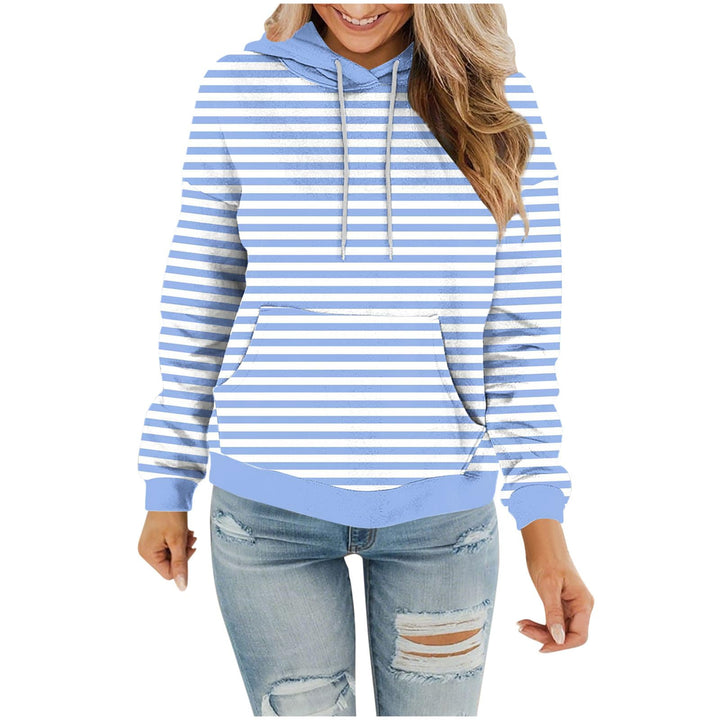Damen Sweatshirts Loose Fit Crew Neck Long Sleeve gestreift Basic Damen Hoodie mit Taschen und Korde