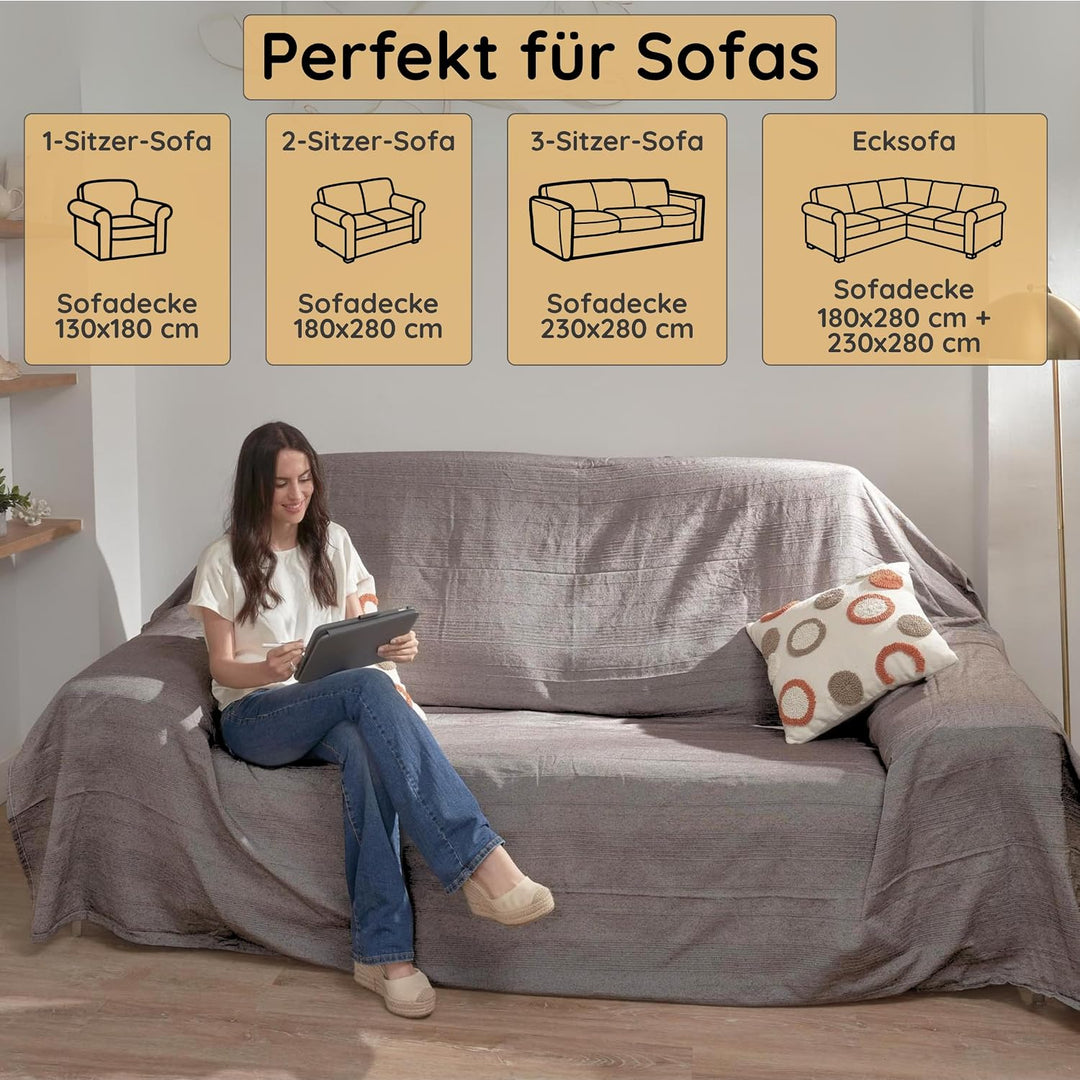 Jarapa Home Tagesdecke Baumwolle Wohndecke – Sofadecke Sofaüberwurf Bettüberwurf Überwurfdecke für S