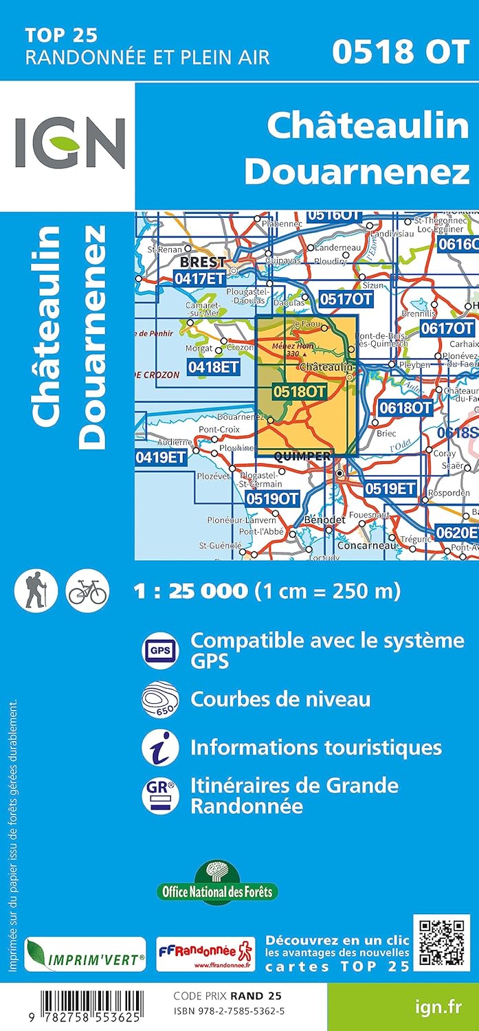 0518OT Châteaulin Douarnenez: 1:25000 (TOP 25), Karte