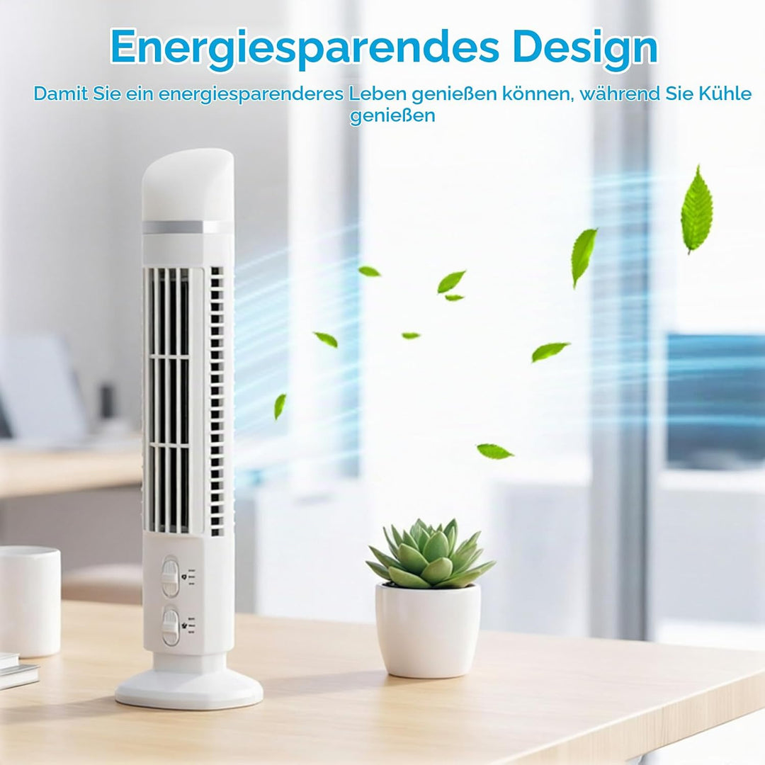 Agatige Flügelloser Turmventilator, tragbarer USB-Tisch-Standventilator, leiser Lüfter mit Licht für