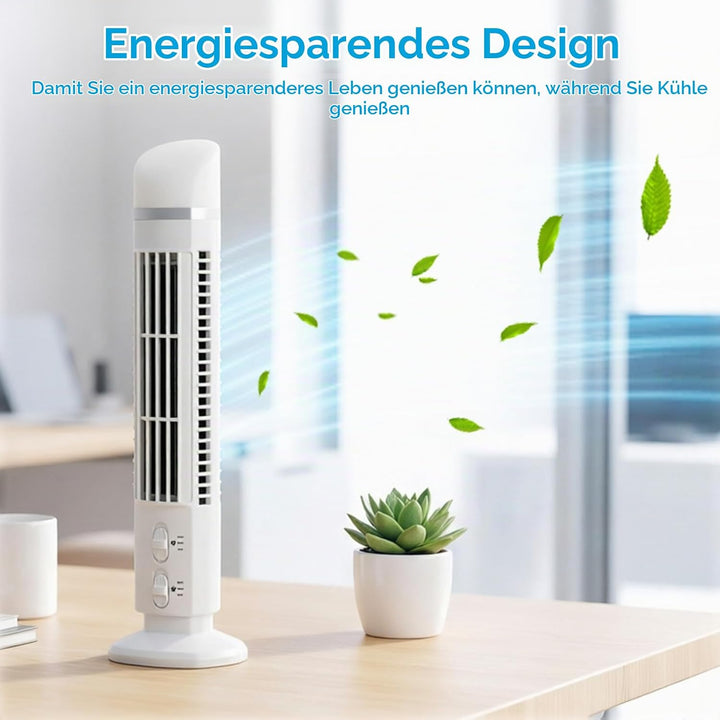 Agatige Flügelloser Turmventilator, tragbarer USB-Tisch-Standventilator, leiser Lüfter mit Licht für