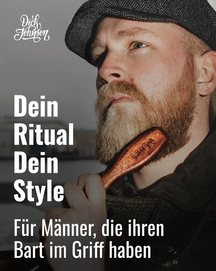 Dick Johnson Bartbürste Männer 15 cm– Wildschweinborsten mit Nylonstiften für Bartpflege &amp; Styling –