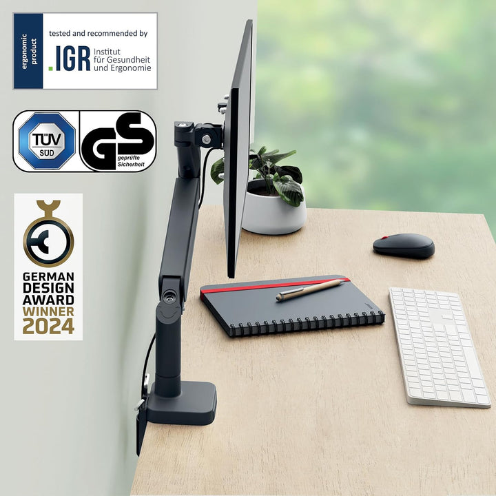 Leitz Ergo Set platzsparender Monitor-Arm mit Multi-Winkel Laptopständer, Monitor-Halterung für 1 Mo