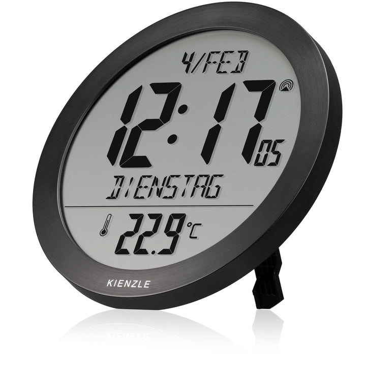 Kienzle DCF Funkwanduhr 18,7 cm mit Innentemperatur schwarz