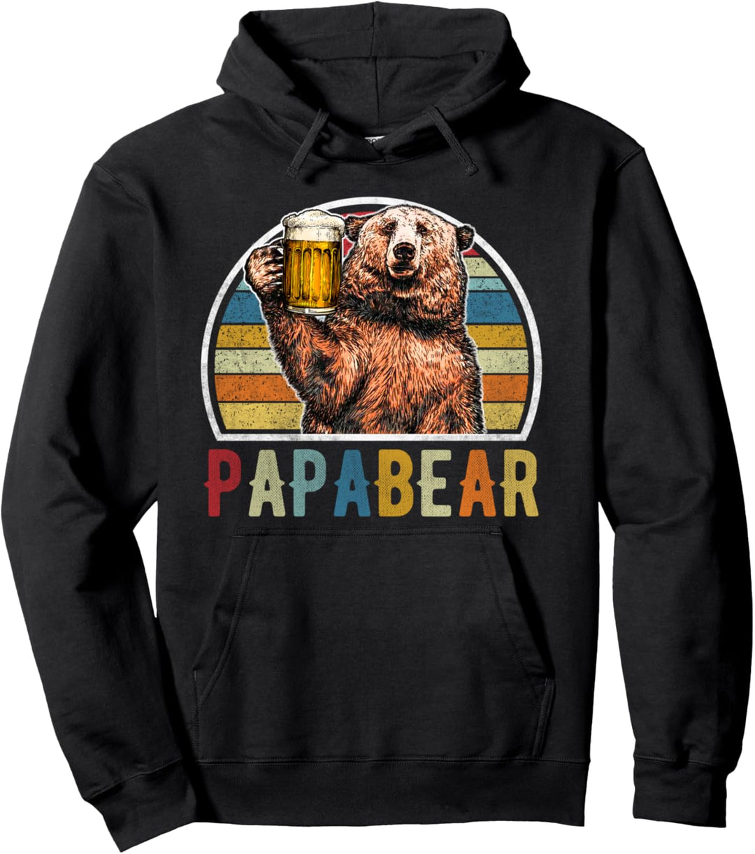 Retro Papa Bär Lustiges Papa Bier Pullover Hoodie