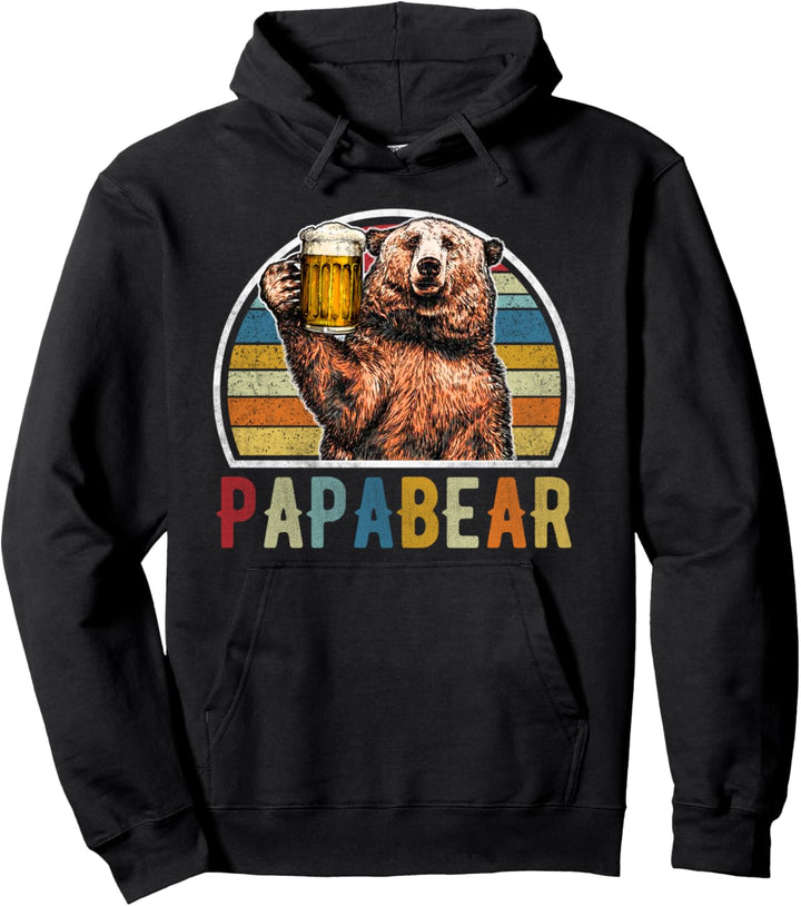 Retro Papa Bär Lustiges Papa Bier Pullover Hoodie
