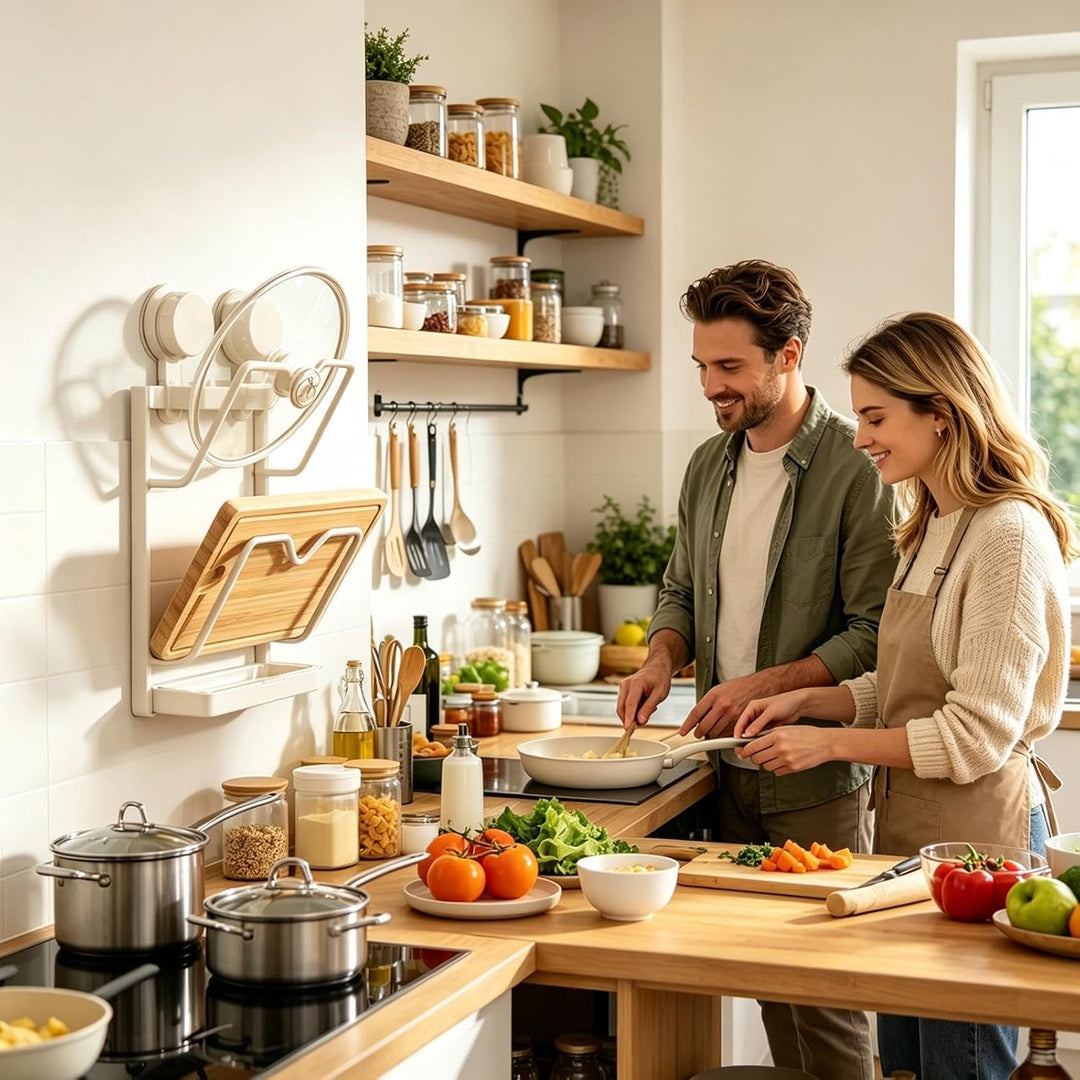 Topfdeckel-Organizer mit Abtropfschale