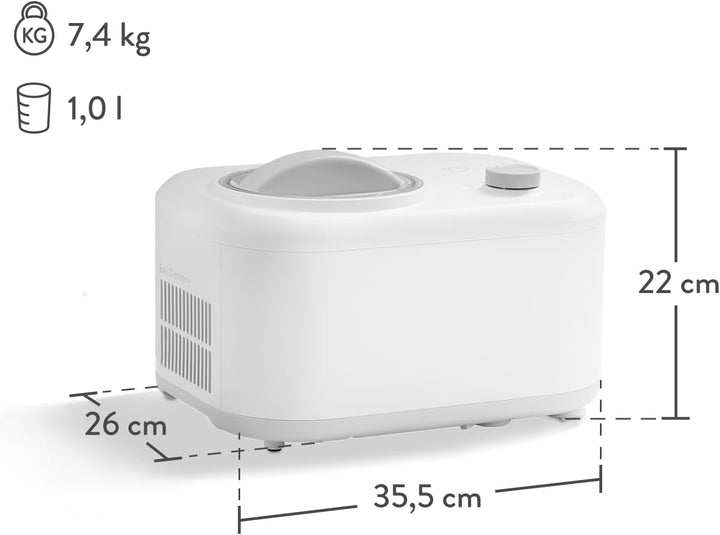 SPRINGLANE Eismaschine Eni 1 L mit selbstkühlendem Kompressor 100 W, Eiscremebereiter mit entnehmbar