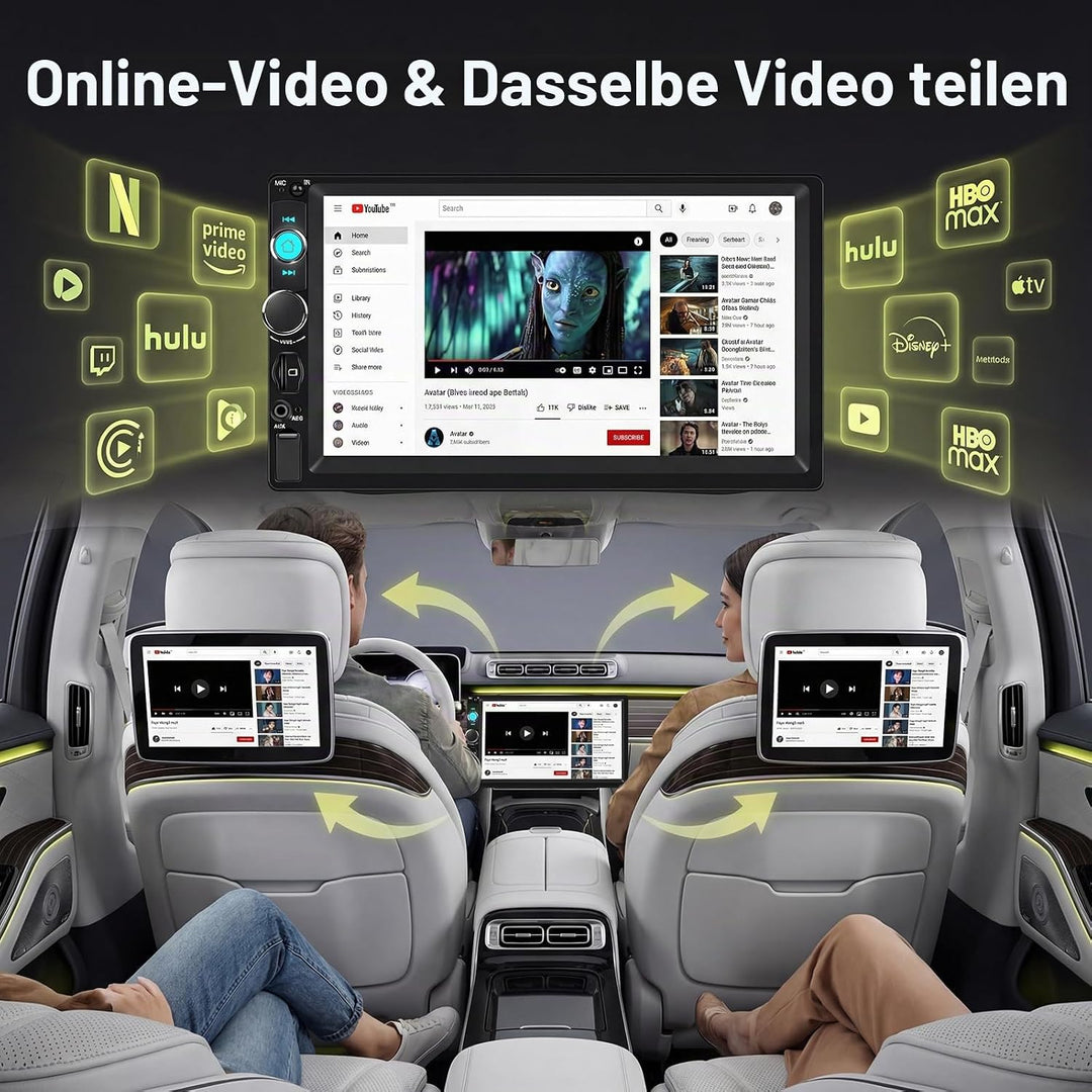 Hodozzy Autoradio 1 Din mit Drahtloses Carplay Android Auto, 7 Zoll IPS Bildschirm Auto Radio Unters
