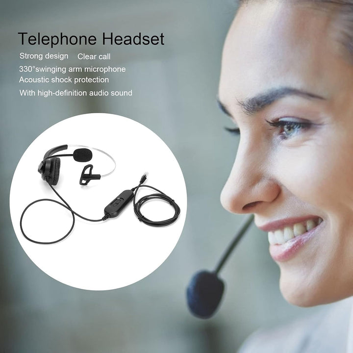 Telefon Headset mit RJ9 Buchse, Freisprech Callcenter Headset mit Mikrofon und Audiosteuerung für Sk