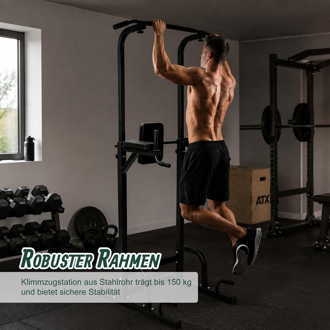 Relaxdays Power Tower, 160-230 cm höhenverstellbar, bis 150 kg, schwarz