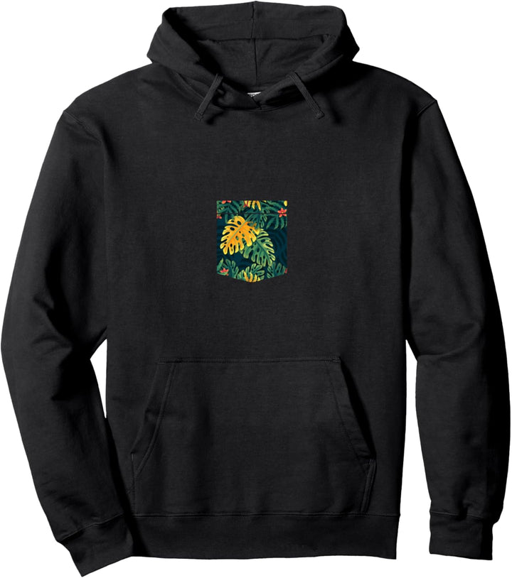 Sommer Blumen Muster Tropische Monstera Brusttasche Pullover Hoodie