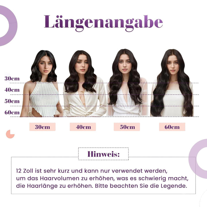 LaaVoo Extensions Clip in Echthaar Braun Echthaar Extensions Clip Dunkelbraun 45cm Doppelt Tressen H