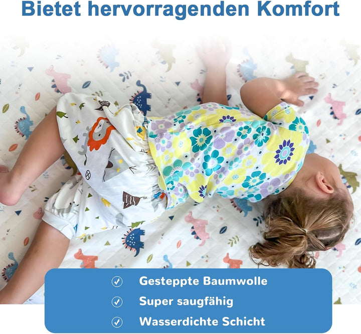 FLYISH DIRECT Wasserdicht Bettunterlage für Kinder, Kinder Bettunterlage für Kinder- und Babybett, f