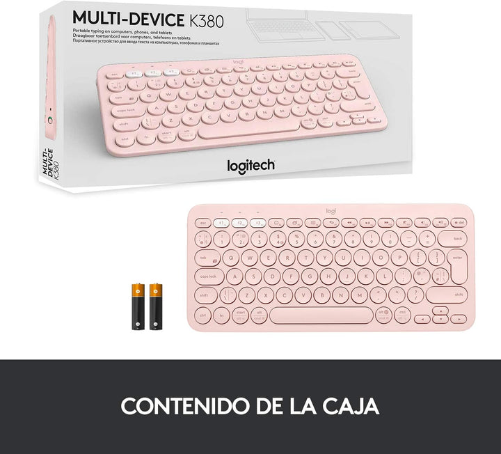 Logitech K380 Kabellose Bluetooth-Tastatur, Multi-Device &amp; Easy-Switch Feature, Windows- und Apple-S