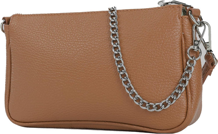 modamoda de - T237 - Umhängetasche Klein Small aus ital. Leder Cognac, Cognac