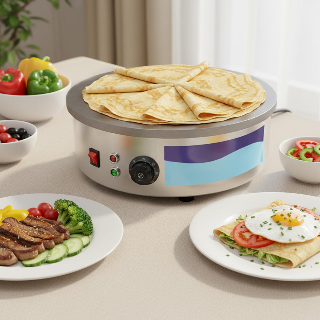 45cm Crepes Maker Elektrisch 3000W Gastro - Profi Gusseisen Crêpes Platte &amp; Fladenbäcker für Gözleme