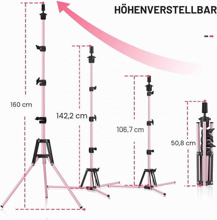 Mannequin-Kopfständer, 160 cm, verstellbarer Perückenständer, verstärktes Metall, Mannequinkopfständ