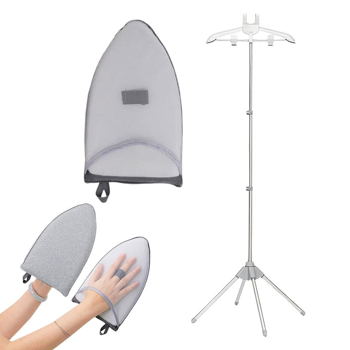 Steamer Stand, Steam Clothes Hanger with Ironing Gloves, Foldable Telescopic Steamer Holder, Foldabl