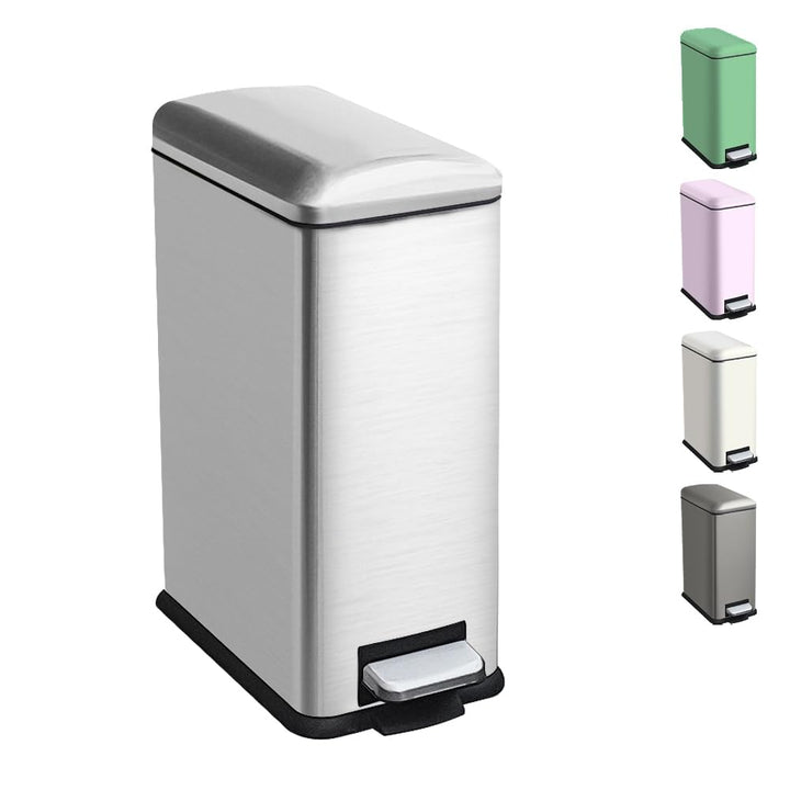 Mülleimer Bad 10L, Tretmülleimer Mit Inneneimer, Softclose, Silber silber 10L, silber 10L