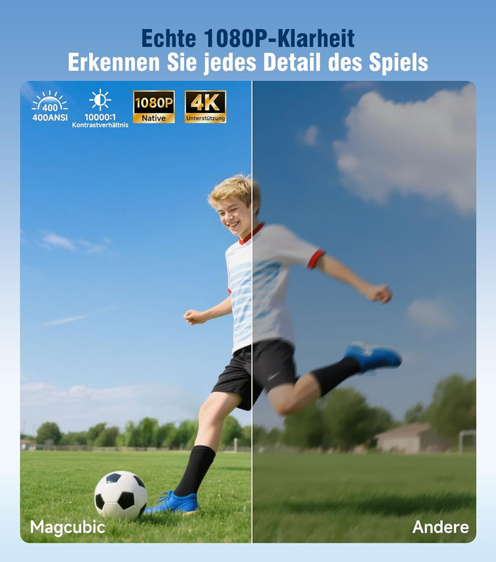 Mini Beamer, Magcubic Smart Projektor 4K Unterstützt, 1080P Native 400 ANSI weiss, weiss