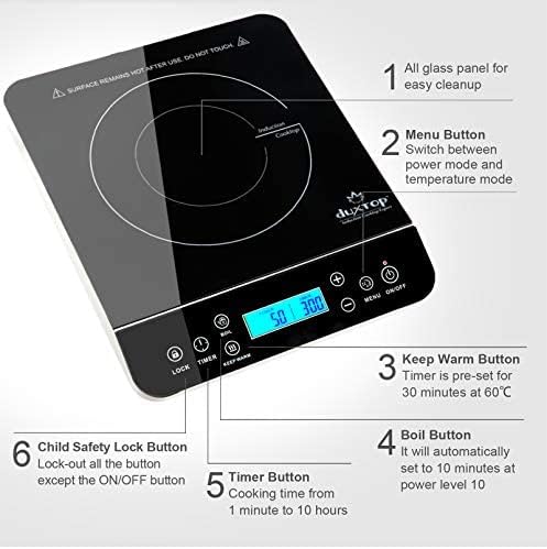 Duxtop Induktionskochplatte, einzel Induktionskochfeld mit Touch-Sensorsteuerung, 2.100W, LCD-Digita