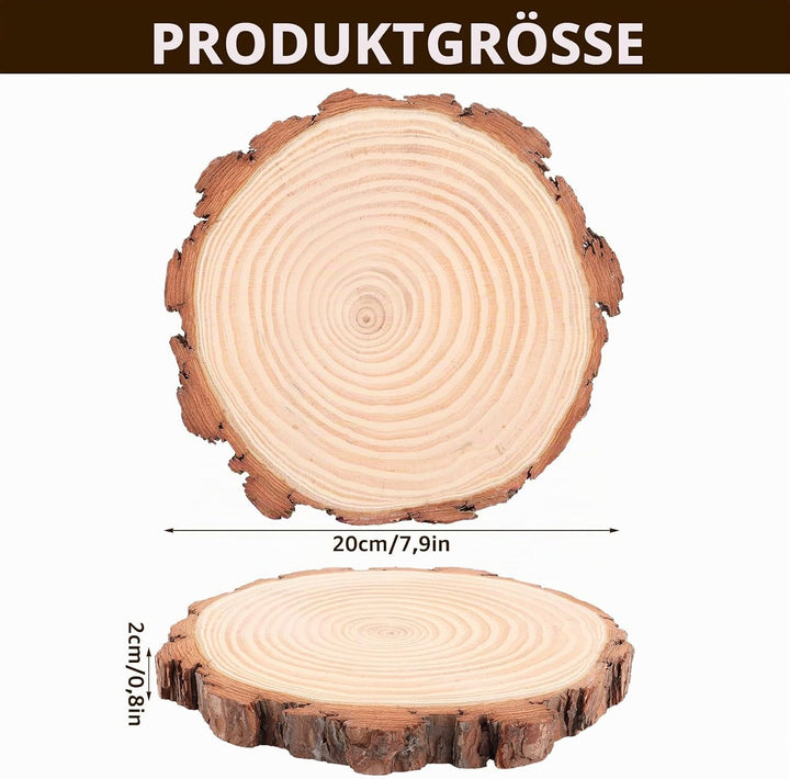 SHUESS 6er Holzscheiben 20 cm Durchmesser – Natur Baumscheiben Ca.20mm Deko Holzscheibe, Holzplatte