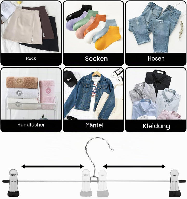 Hosenaufhänger,GUANJUNE 20er-Pack Rockaufhänger mit Verstellbaren Rutschfesten Clips Hosenaufhänger,