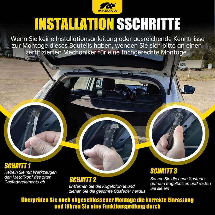 MIKKUPPA 2 Stück Gasfeder Heckklappe kompatibel mit Nissan Qashqai II 13–19 | Heckklappendämpfer – e