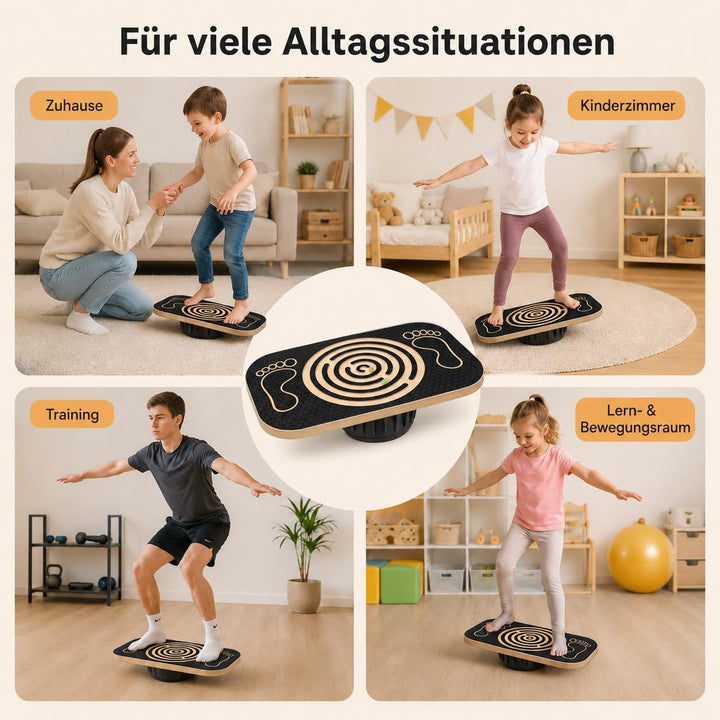 Balance Board Holz mit Labyrinth, Wackelbrett Gleichgewichtstrainer