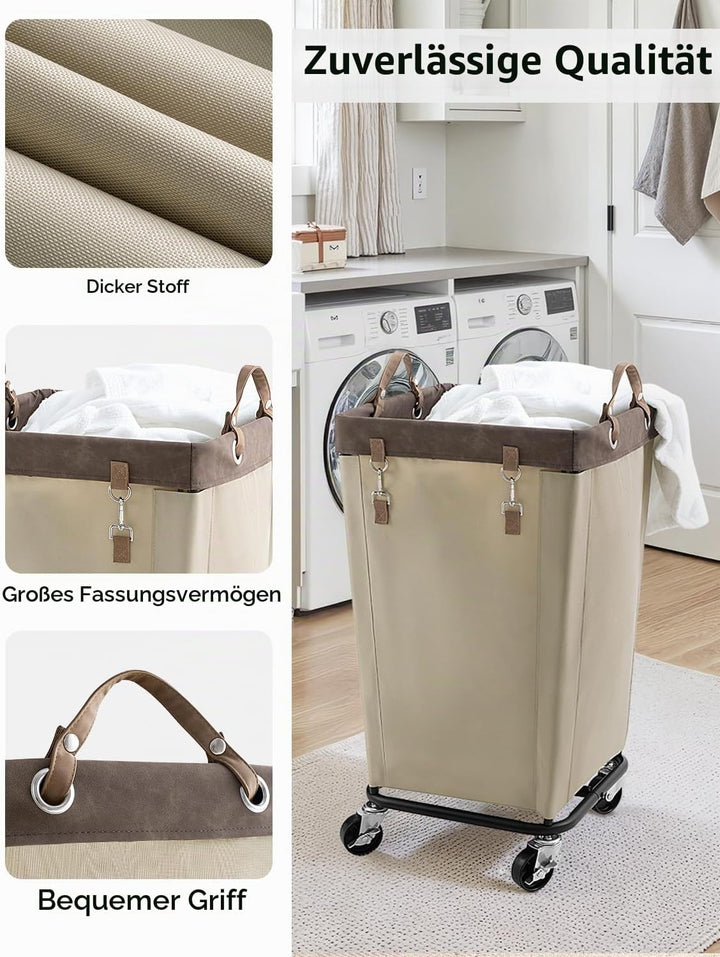 StorageWorks 160L Wäschewagen mit Rollen, grosser Wäschekorb mit Rollen für Wäsche, Wäschewagen mit