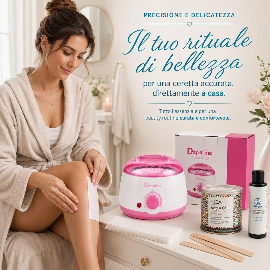 ANYSKIN DEPILATION KIT> WACHSWÄRMER + LIPO VASE WACHS + NACH WACHS ANYSKIN + 100 EPILATIONSSTREIFEN