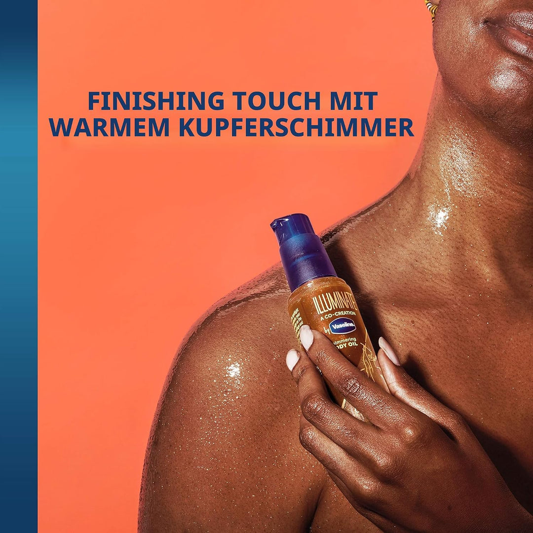 Vaseline Illuminate Me Shimmering Body Oil Created for Melanin Rich Skin Body Oil Illuminates Skin w