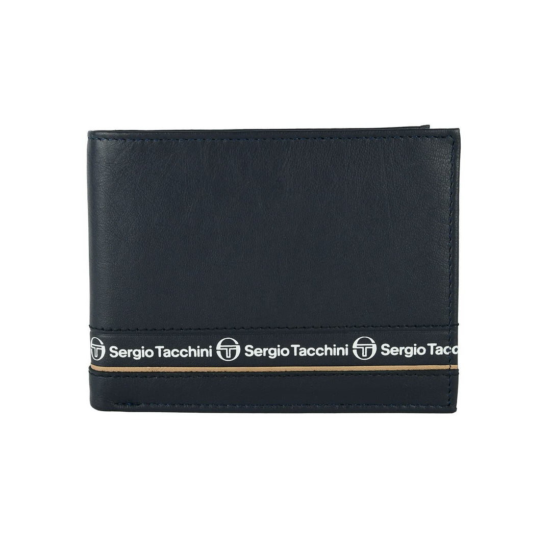 Sergio Tacchini Herren Brieftasche in echtem Leder, dünn mit Trägern Blau 019, Blau 019