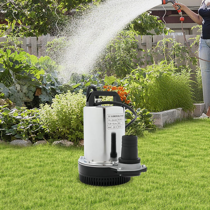 24V DC Tauchpumpe 200W Edelstahl 6000 Liter 10m Förderhöhe Garten