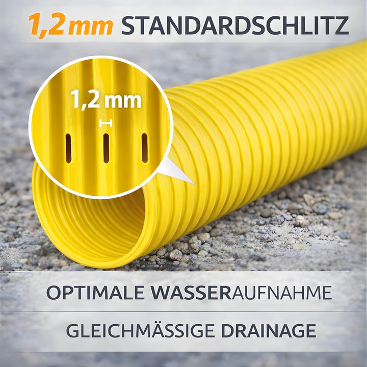 Drainagerohr DN65 10m mit Filtervlies – geschlitztes &amp; perforiertes PVC Sickerrohr flexibel – verhin