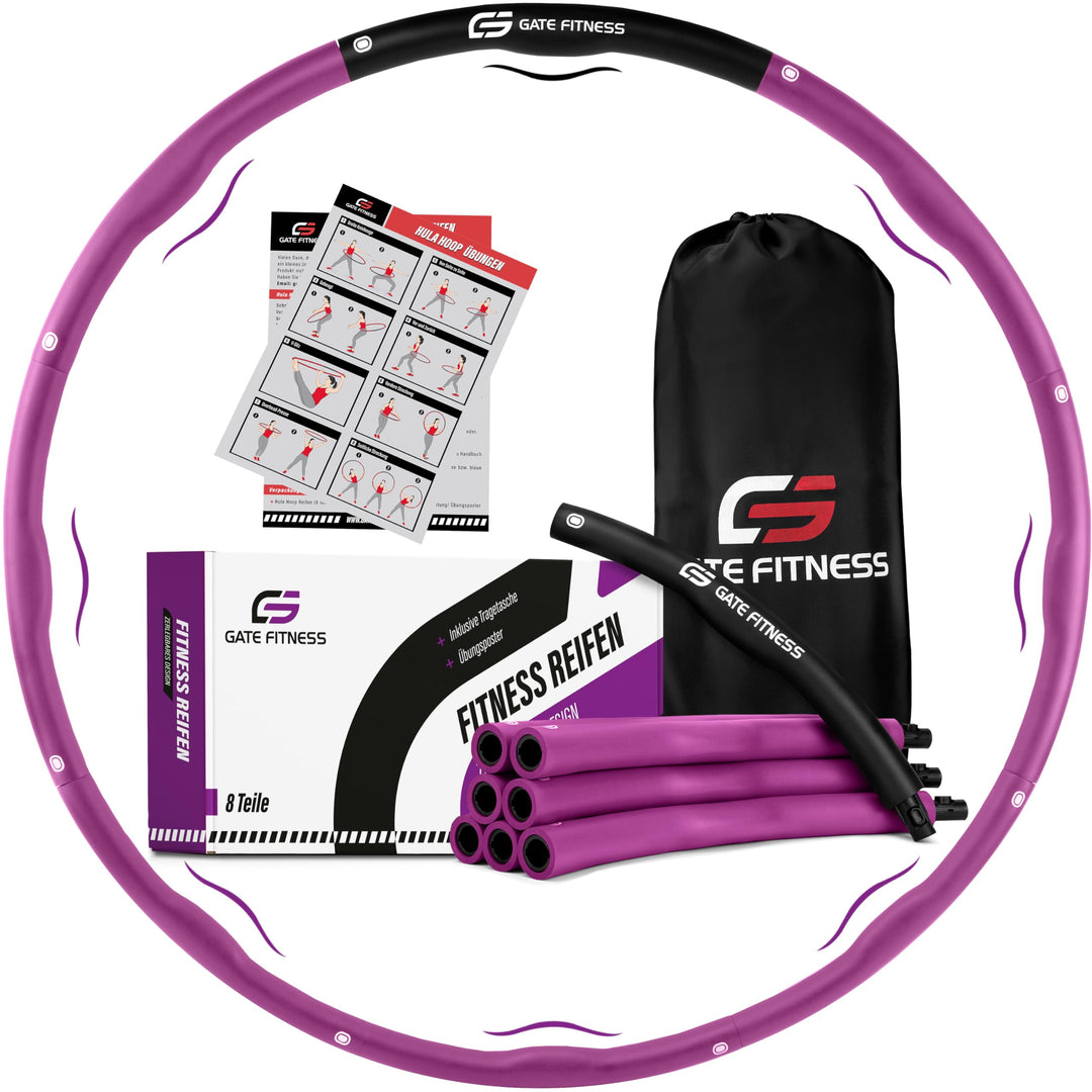 GATE FITNESS Hula Hoop Reifen Erwachsene und Kinder zum Abnehmen [1,2kg / 1,5kg / 2kg] | 6 bis 8 Seg
