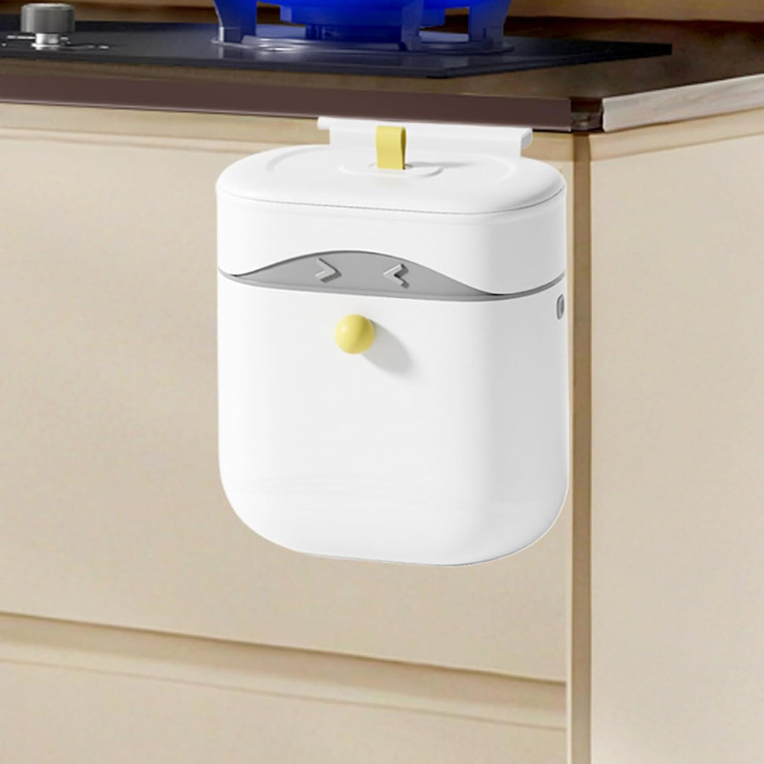 Wall Mounted Trash Can, Space-Saving Garbage Bin with Sealed Lid, 2.5 Gallon Slim Design for Under S