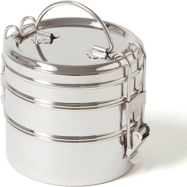 ECO Brotbox | Tiffin Swing | runde Lunchbox aus Edelstahl mit 3 Lagen, auslaufsicher | 1200 ml