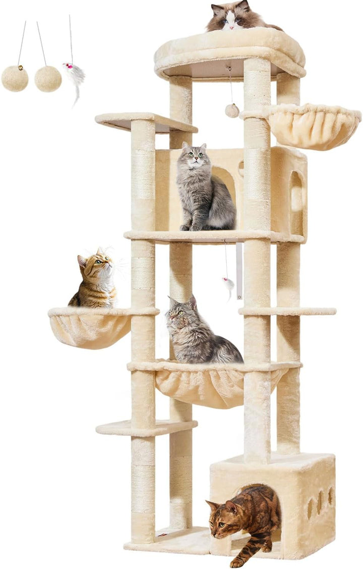 Taoqimiao 182CM Kratzbaum Gross XXL, Katzenbaum Grosse Katzen Stabil kratzbaum Maine Coon mit 2 Katz
