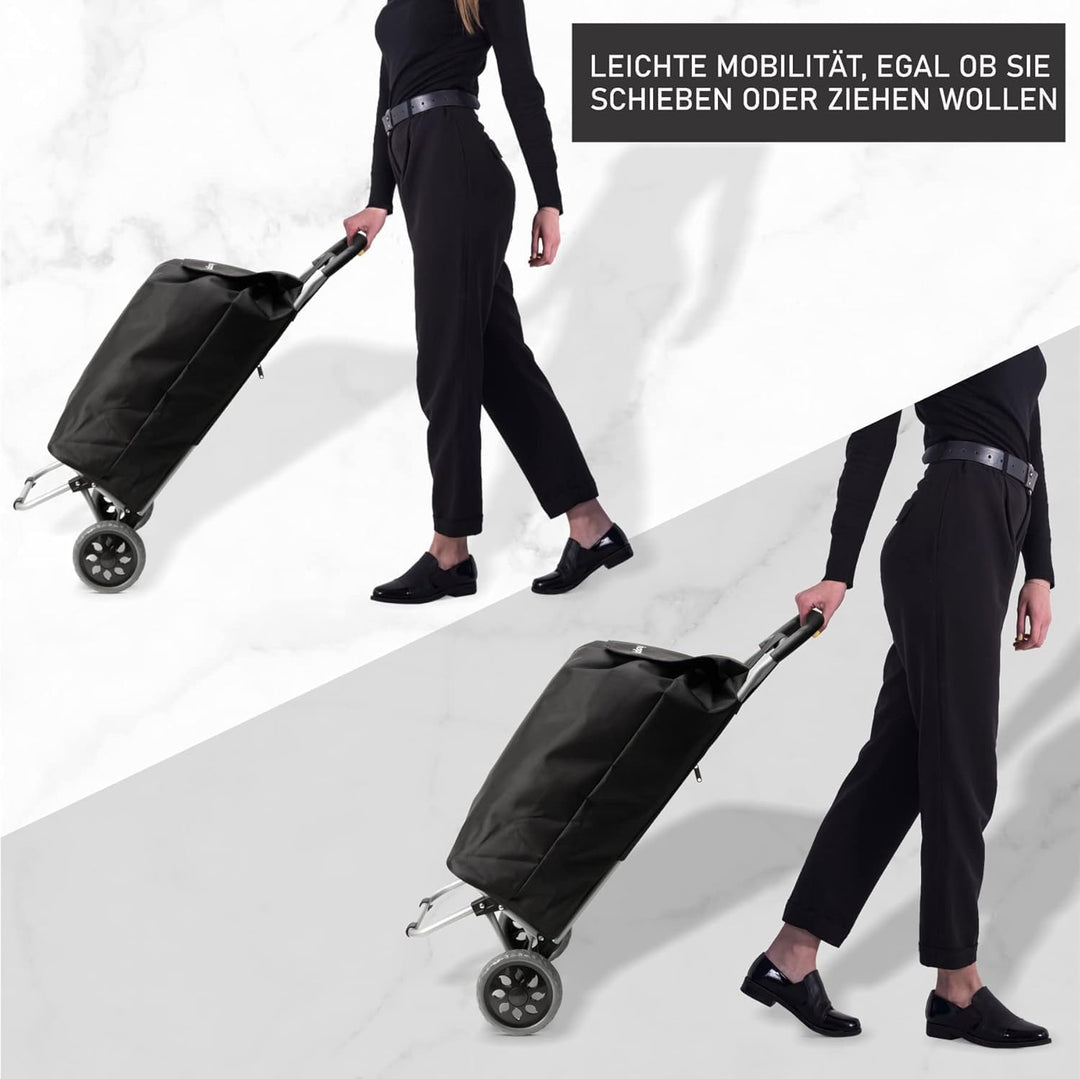 Hoppa Large 27", Schwarz, Leichtes und strapazierfähiges Microfaser Material, Einkaufs Trolley auf R