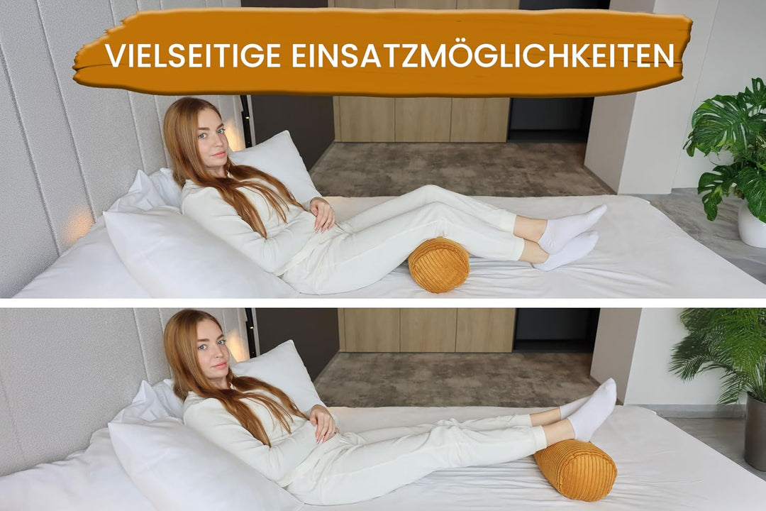 Amilian Nackenrolle mit Bezug 40x15 cm – Cord Kissen mit Füllung – Waschbar – Für Erwachsene &amp; Kinde