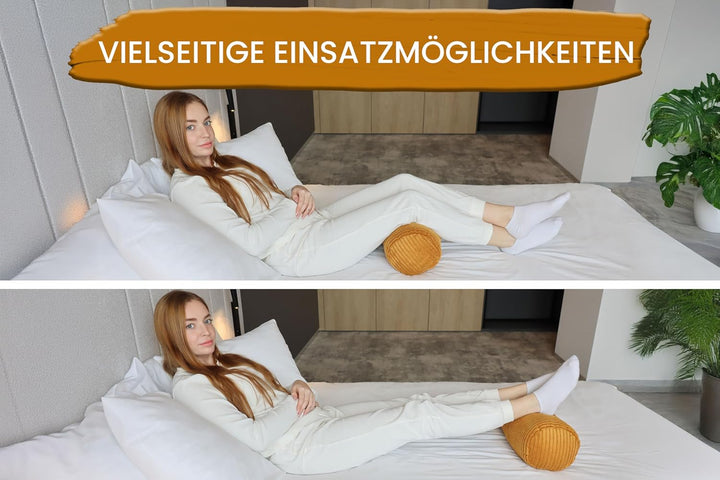 Amilian Nackenrolle mit Bezug 40x15 cm – Cord Kissen mit Füllung – Waschbar – Für Erwachsene &amp; Kinde
