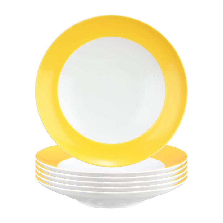 Seltmann Weiden Liberty Pure Colors Yellow Glow Suppenteller 6er Set, 24 cm, Tiefe Teller mit farbig