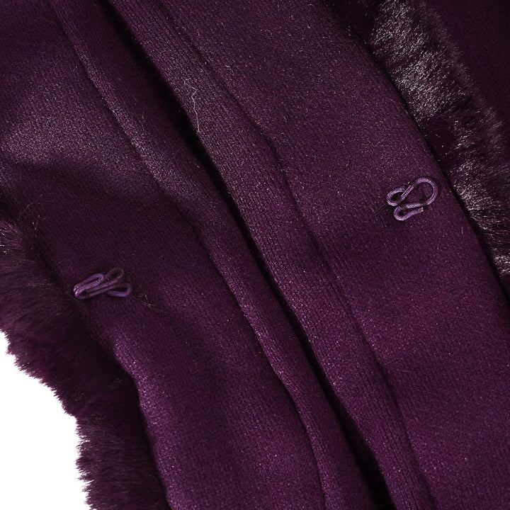 ZLYC Damen Winter Kunstpelz Poncho Cape Strick Schal Stola Warm Cardigan Violett, Violett
