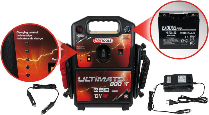 KS Tools 12 V Batterie-Booster, Mobiles Starthilfegerät 850 A